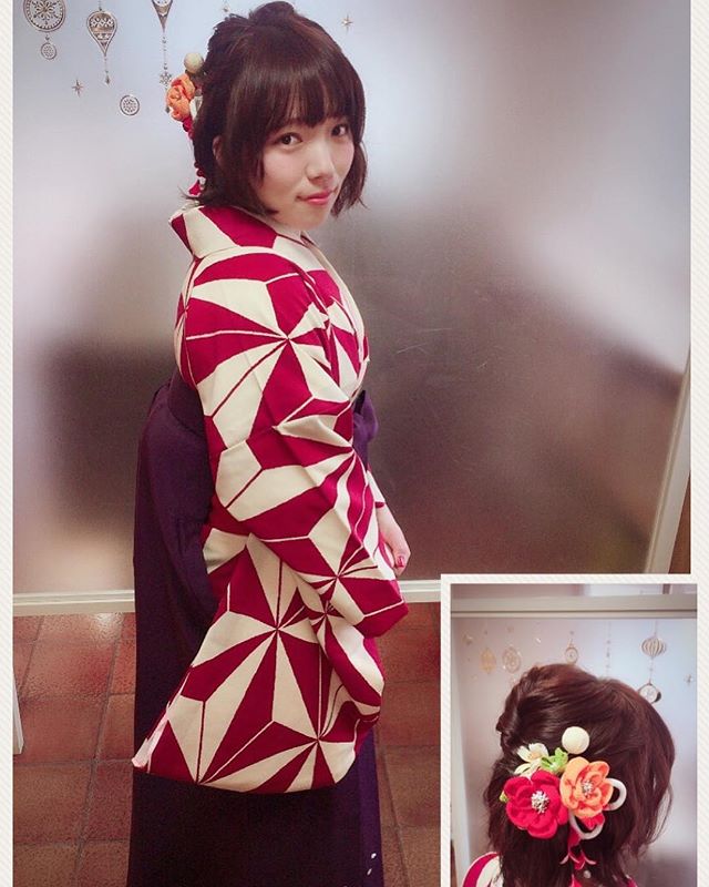 卒業式おめでとうございます訪問着もご予約受付中ですぜひ入社式に華やかな着物で参加して見ませんか？ #アニモ蒲生店#アニモ#animo蒲生店#蒲生商店街#蒲生の美容室#BRP#袴#卒業式#卒業式ヘア