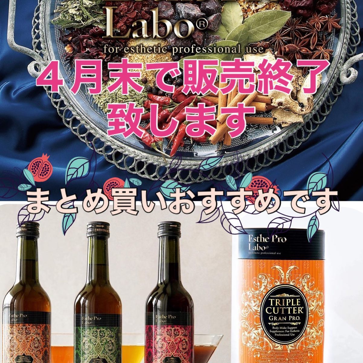 プロラボ商品が４月で販売終了になります。