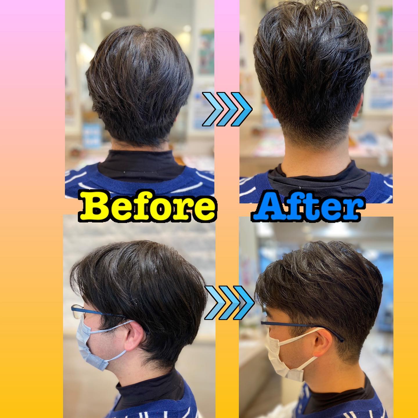 本日のお客様はトップの毛は残しつつ、周りをスッキリとグラデーションに刈り上げたショートスタイルです️