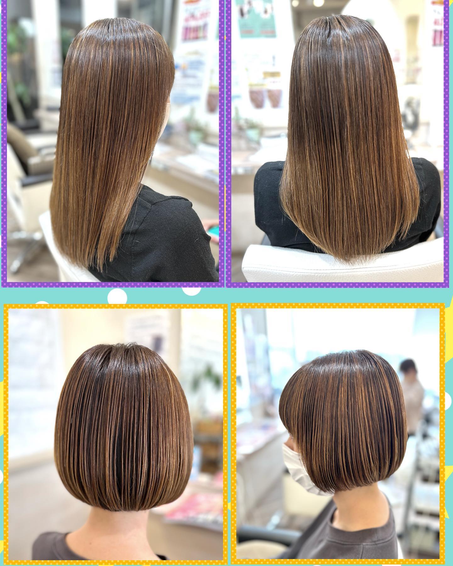 ハーフでハイライトを入れさせて頂いた2名のお客様のスタイルです