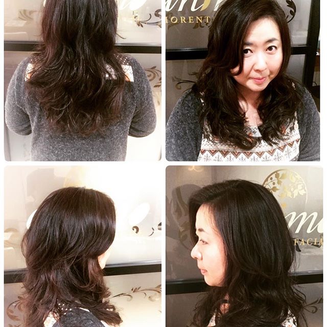 #エレガント#マダムなパーマ#トップふんわり#三郷#アニモフィオレンテ#BRPこんにちは^_^店長のアスマです★毛先にボリュームを残して。。。でも重たすぎは嫌。。。そうですよね、トップがペタンコになってしまいますもんね！どちらも叶えましょう★前髪はエレガントに後ろに流して、マダムな横顔に！ダークカラーでも重く見えません★